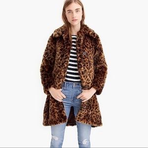 J Crew Faux Leopard Fur Coat